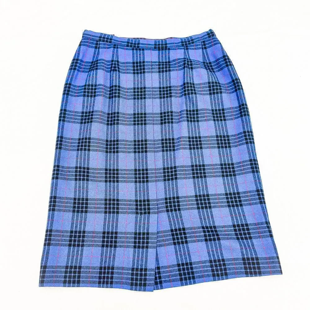 Pendleton Blue Authentic Morgan Tartan Wool Pencil Skirt Size 12